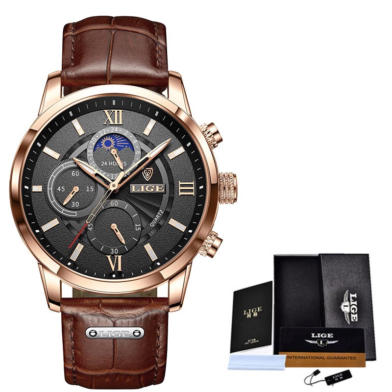 Reloj con Correa de Cuero para Hombre